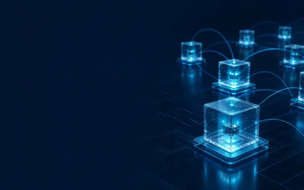 Deep navy Chinaready Insights cover with a right-weighted cluster of glowing edge PoP cubes and network arcs; left field open for title scrim; no vendor lockup and no headline text in the image.