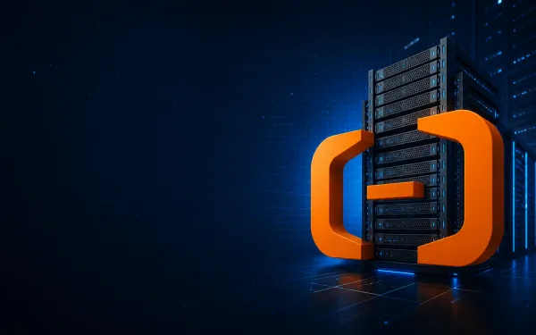 Deep navy Chinaready Insights cover with a right-weighted orange Alibaba Cloud bracket mark paired with Mainland China data-center racks; left field open for title scrim; no headline text in the image.