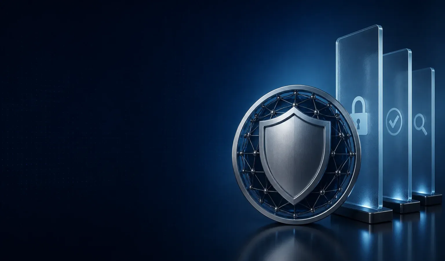 Deep navy Chinaready Insights cover with a right-weighted regulatory seal and layered gate motif for cyberspace administration; left field open for title scrim; no headline text in the image.