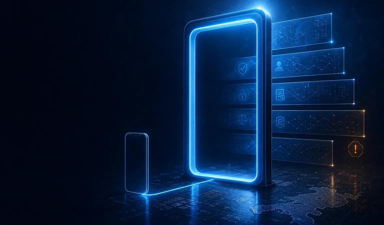 Deep navy Chinaready Insights cover with a right-weighted multi-store publish and filing-gate motif; left field open for title scrim; no headline text in the image.